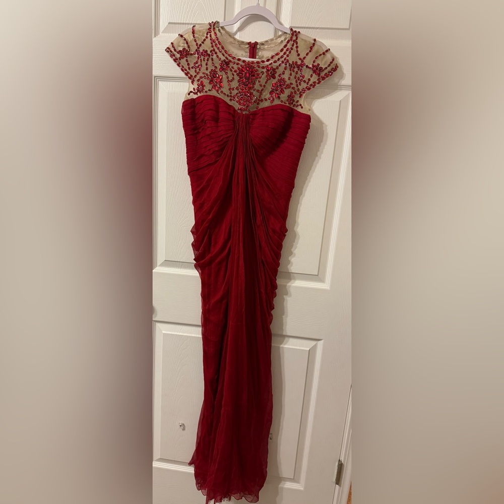 Red floor length Beaded Gown